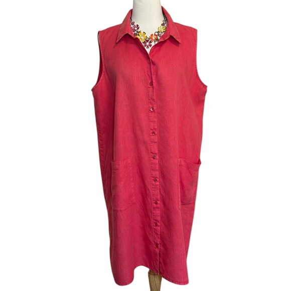 Eileen Fisher Organic Linen Collar Garment-Dyed Shirt Dress Grenadine size Large - Picture 3 of 12